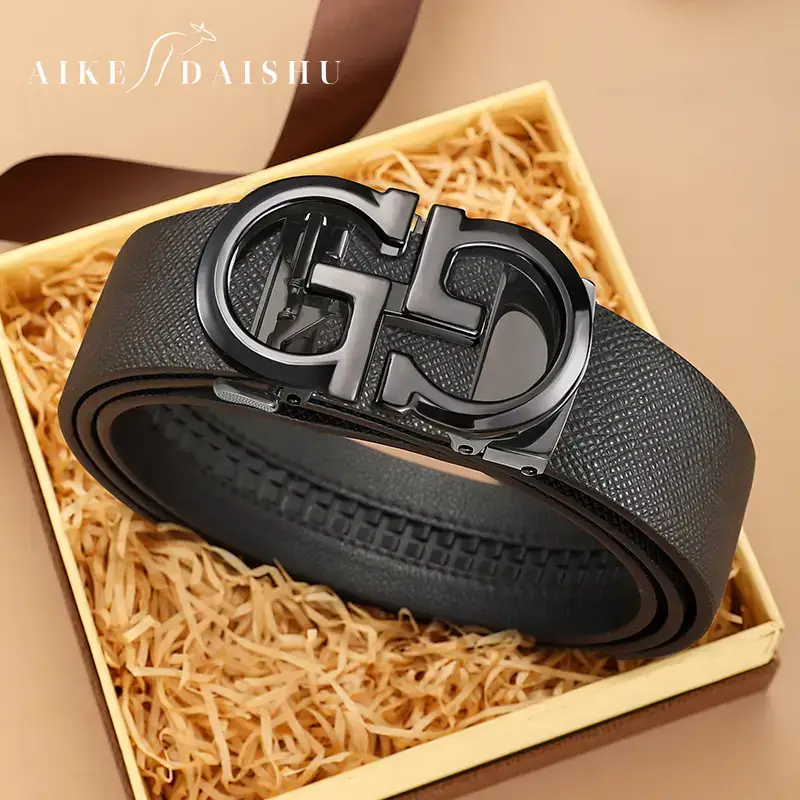 Men's Genuine Leather Belt with Gold Buckle - Image 6