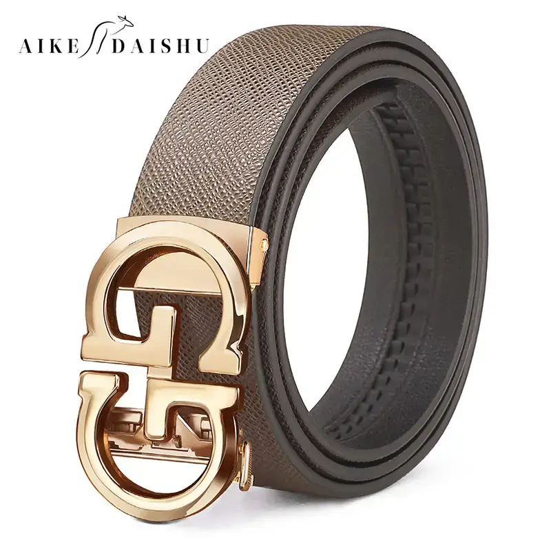 Men's Genuine Leather Belt with Gold Buckle - Image 7