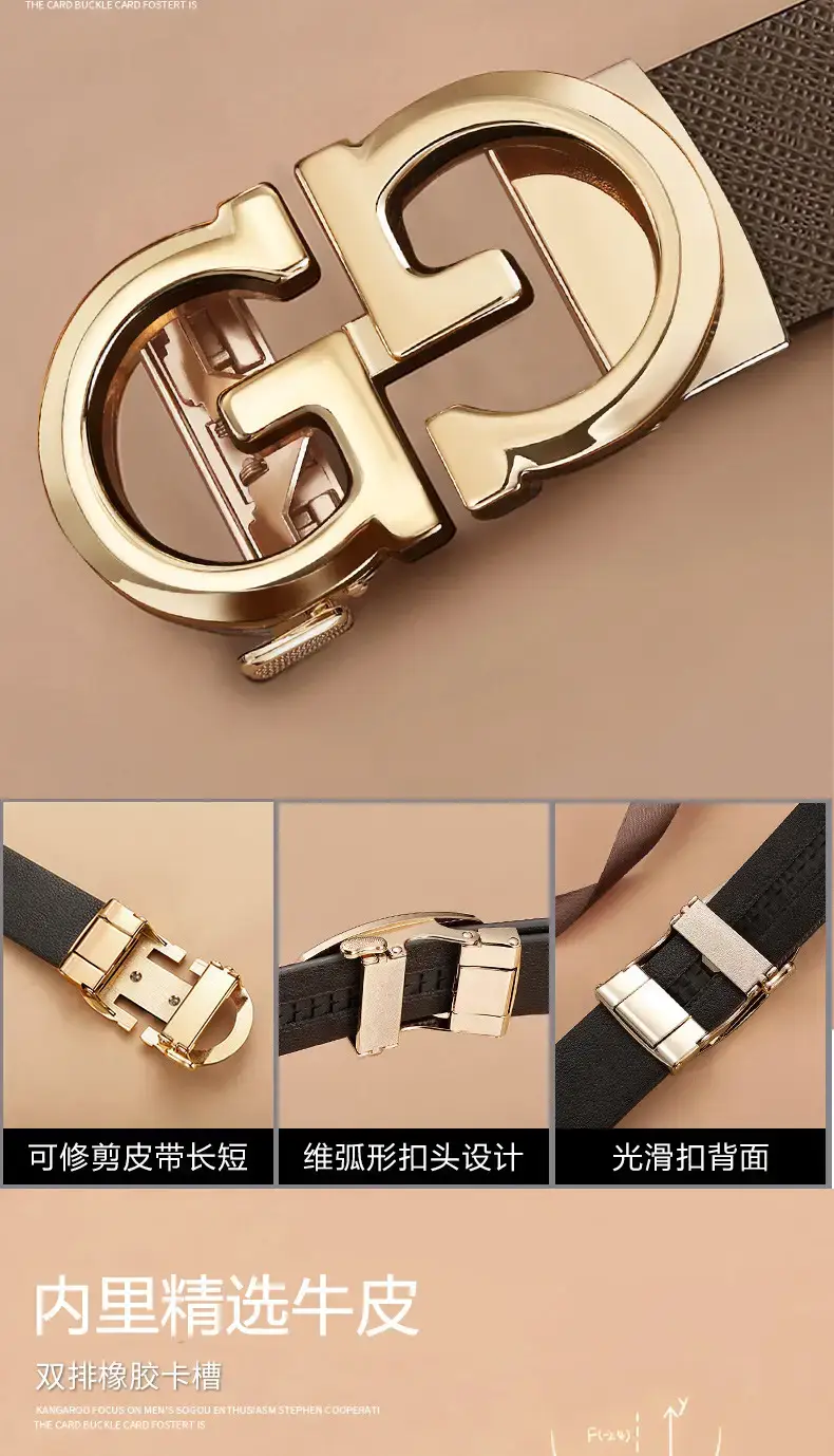 Men's Genuine Leather Belt with Gold Buckle β feature 12