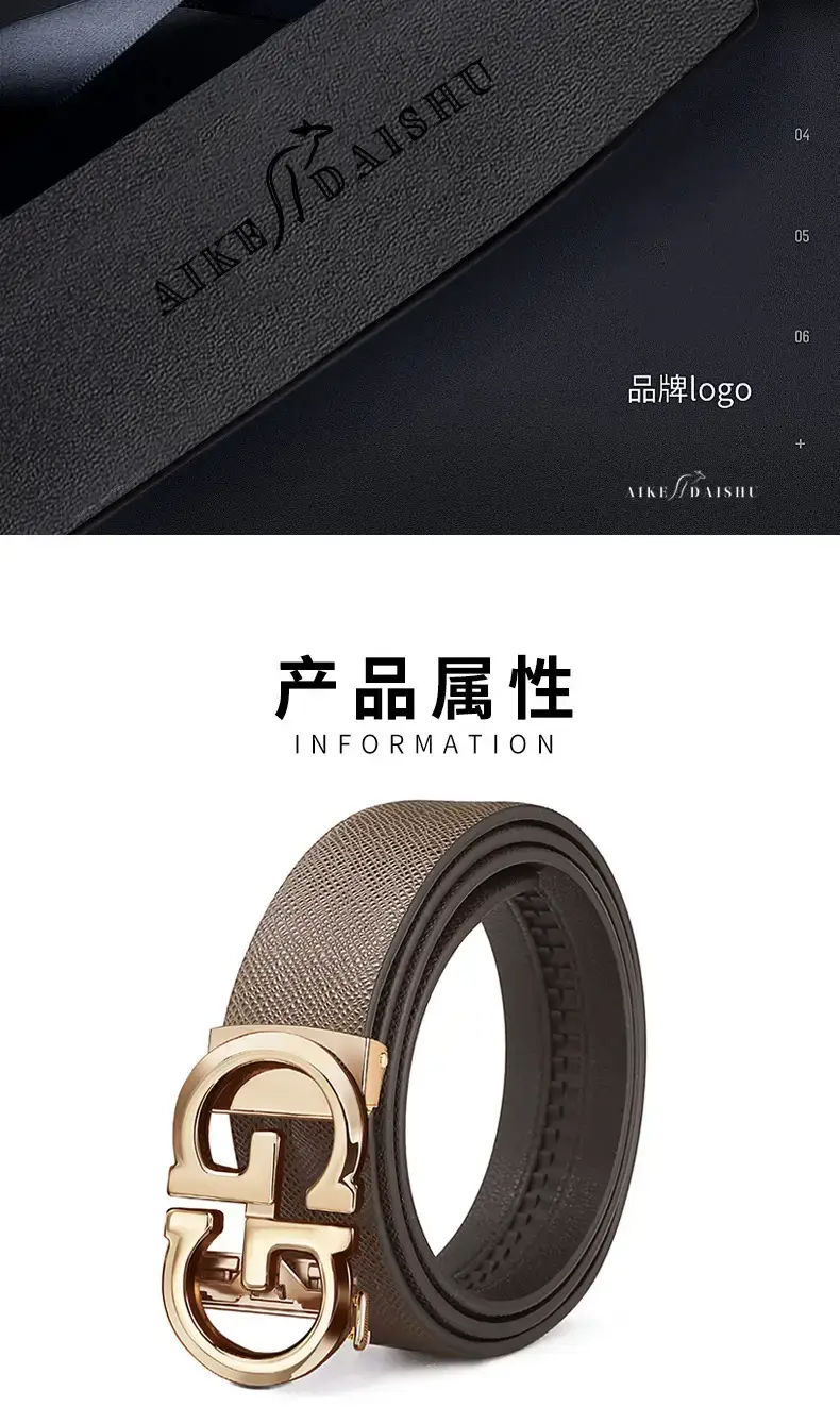 Men's Genuine Leather Belt with Gold Buckle β feature 14
