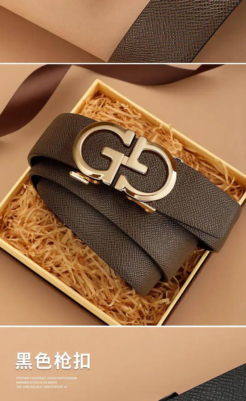 Men's Genuine Leather Belt with Gold Buckle β feature 17