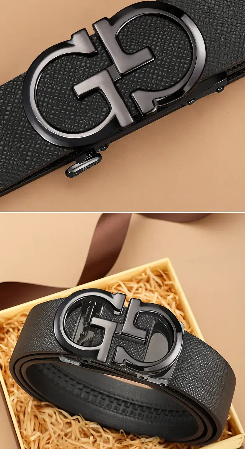Men's Genuine Leather Belt with Gold Buckle β feature 18