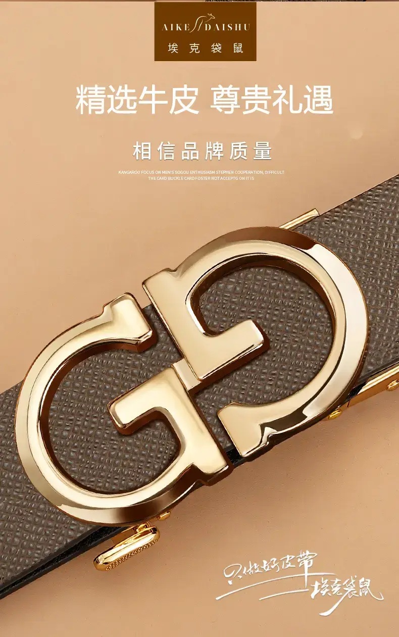 Men's Genuine Leather Belt with Gold Buckle β feature 4