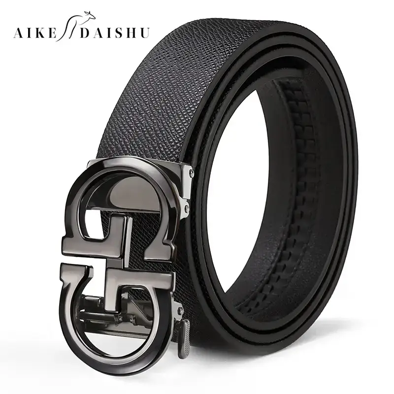 Men's Genuine Leather Belt with Gold Buckle - Image 2