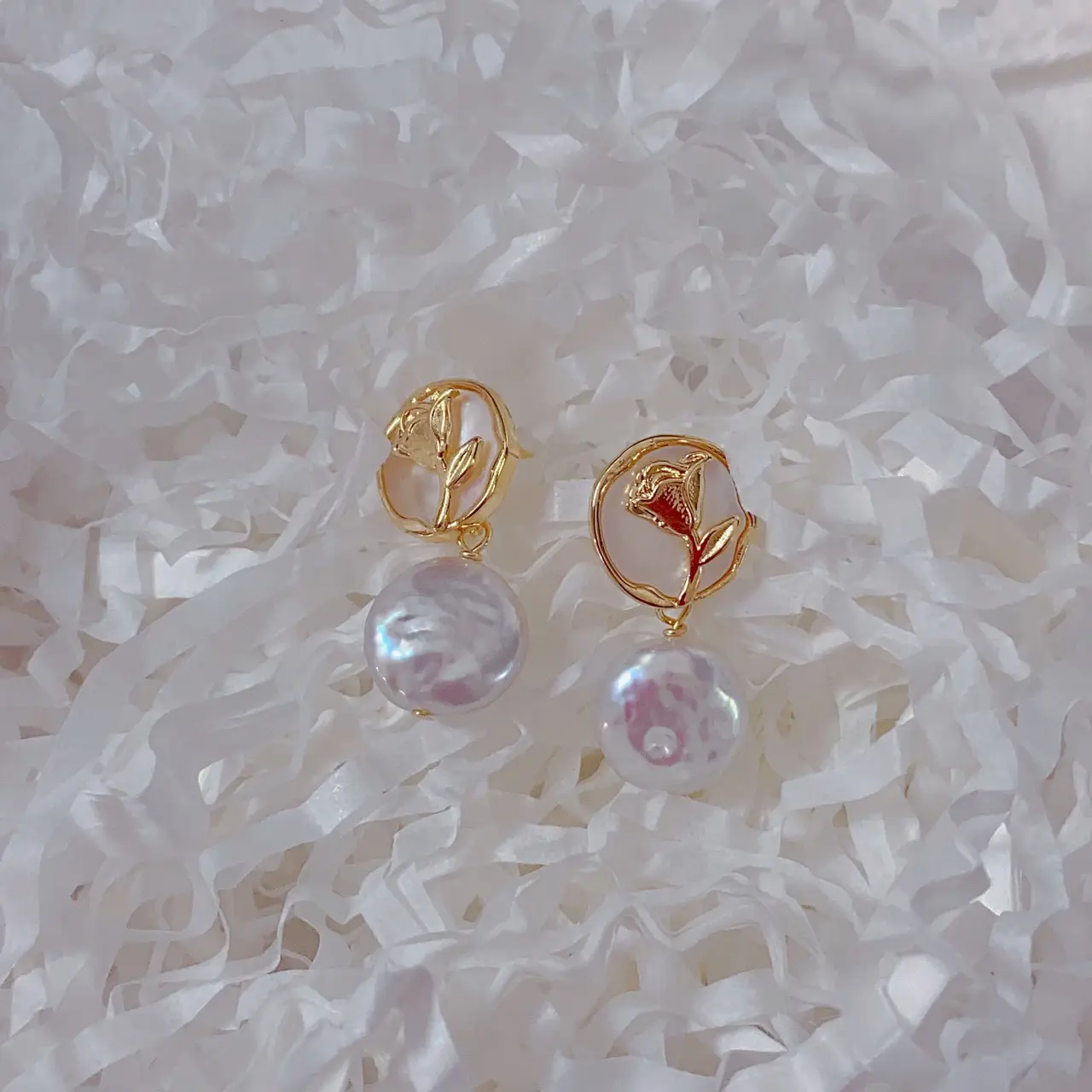 Korean Style Pearl Earrings with Buckle Design - Image 2