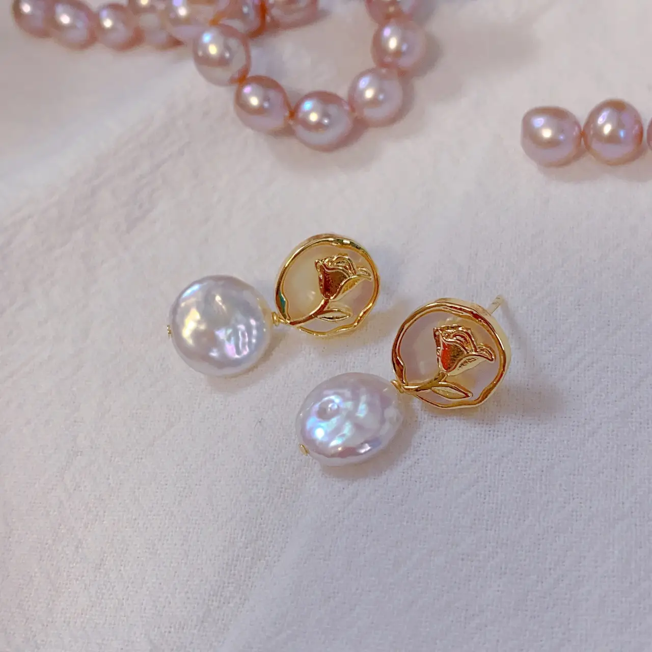 Korean Style Pearl Earrings with Buckle Design - Image 4
