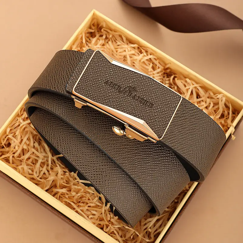 Men's Brown Croc Belt with Gold Buckle - Image 4