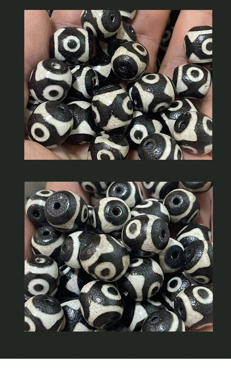 Black & White Three-Eyed Agate Beads 14x16mm — feature 8