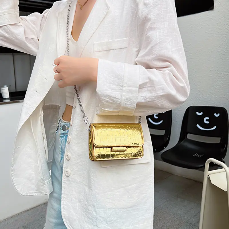 Textured Stone Pattern Chain Bag 2023 Summer - Image 6