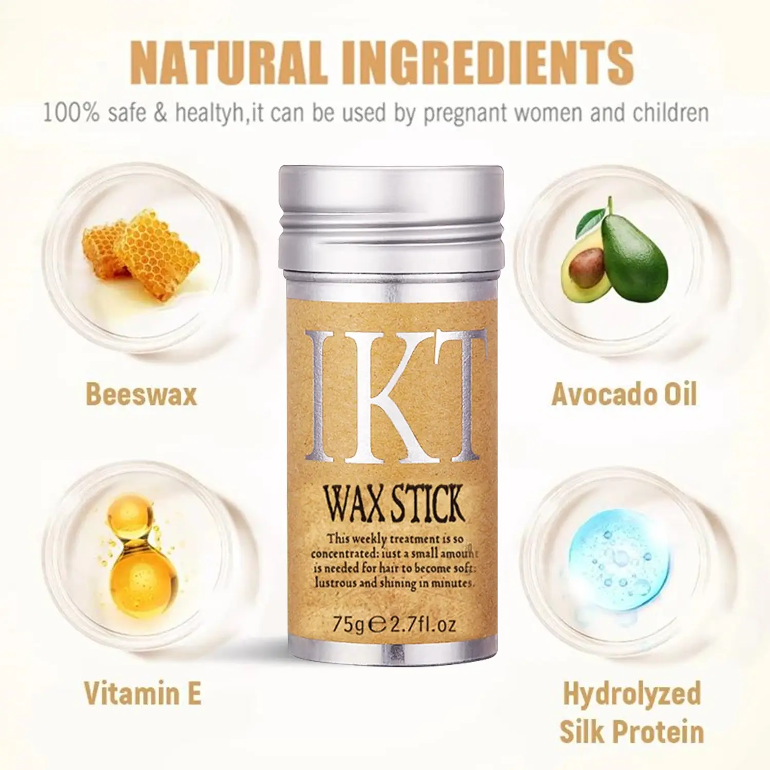 Avocado Hair Wax Stick for Frizz Control & Style
