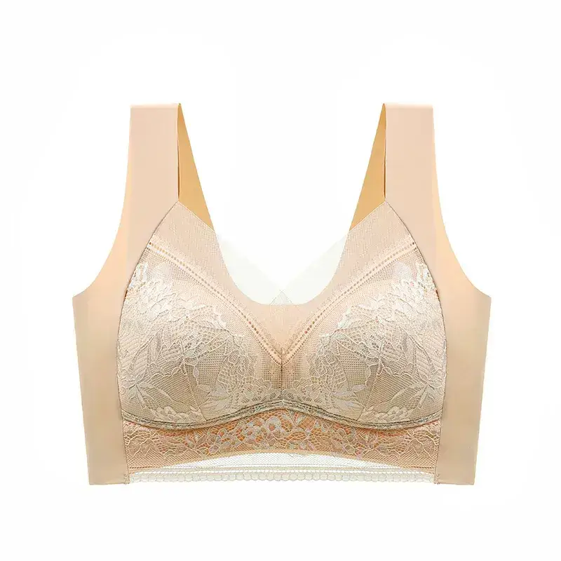 Women's Pink Lace Bra Small Chest Seamless Underwear - Image 2