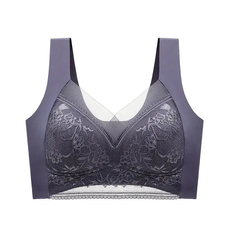 Women's Pink Lace Bra Small Chest Seamless Underwear - Image 5
