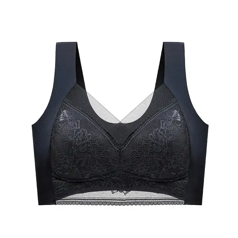 Women's Pink Lace Bra Small Chest Seamless Underwear - Image 6