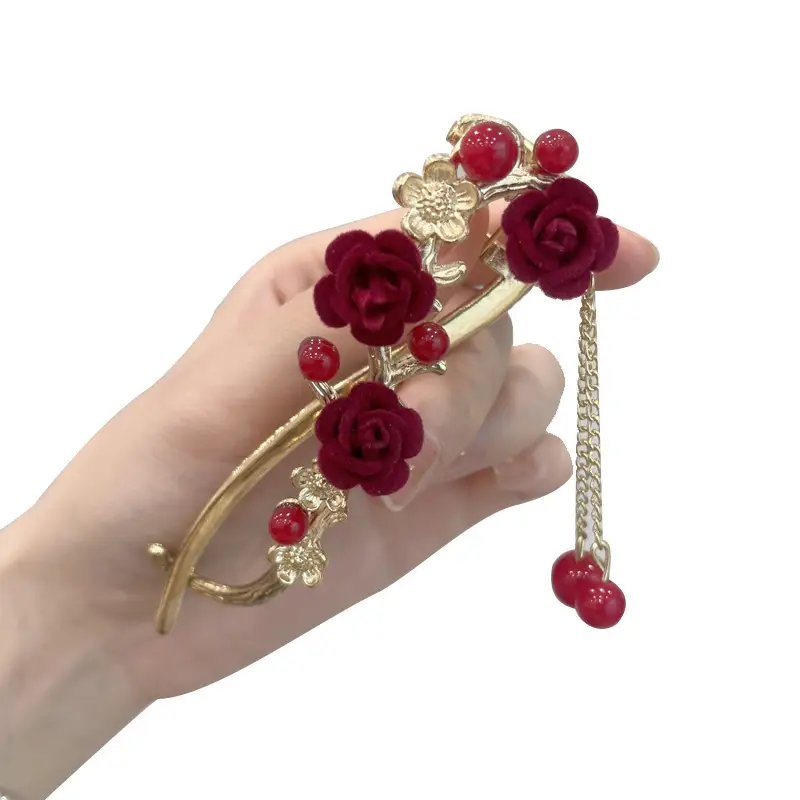 Gold Plated Blue Pearl Hair Clip for Women - Image 7