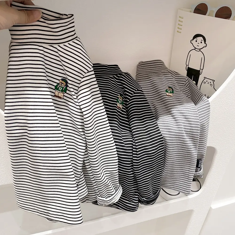 Boy's Striped Fleece 2-Turn Set Blue Pants — feature 4