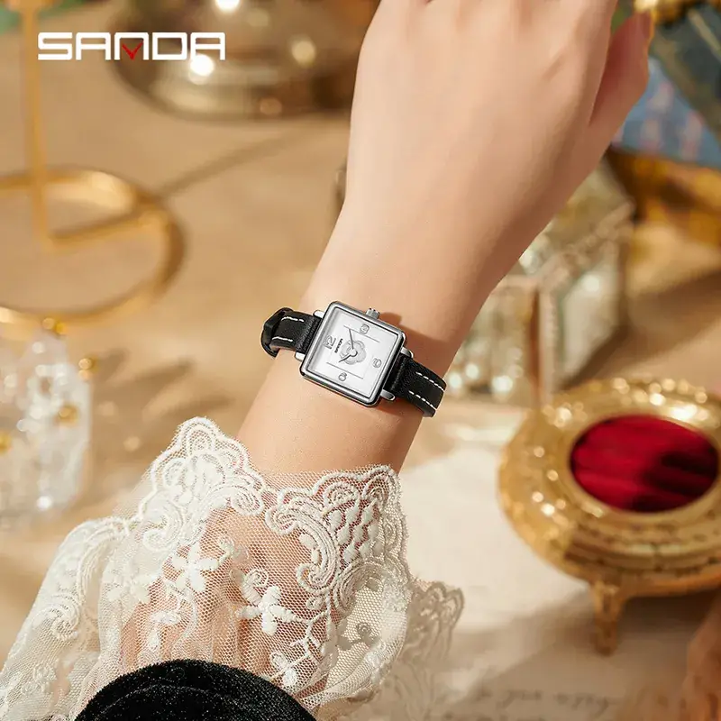 Sanda Square Watch Silver Quartz Women's Luxury Watch - Image 22