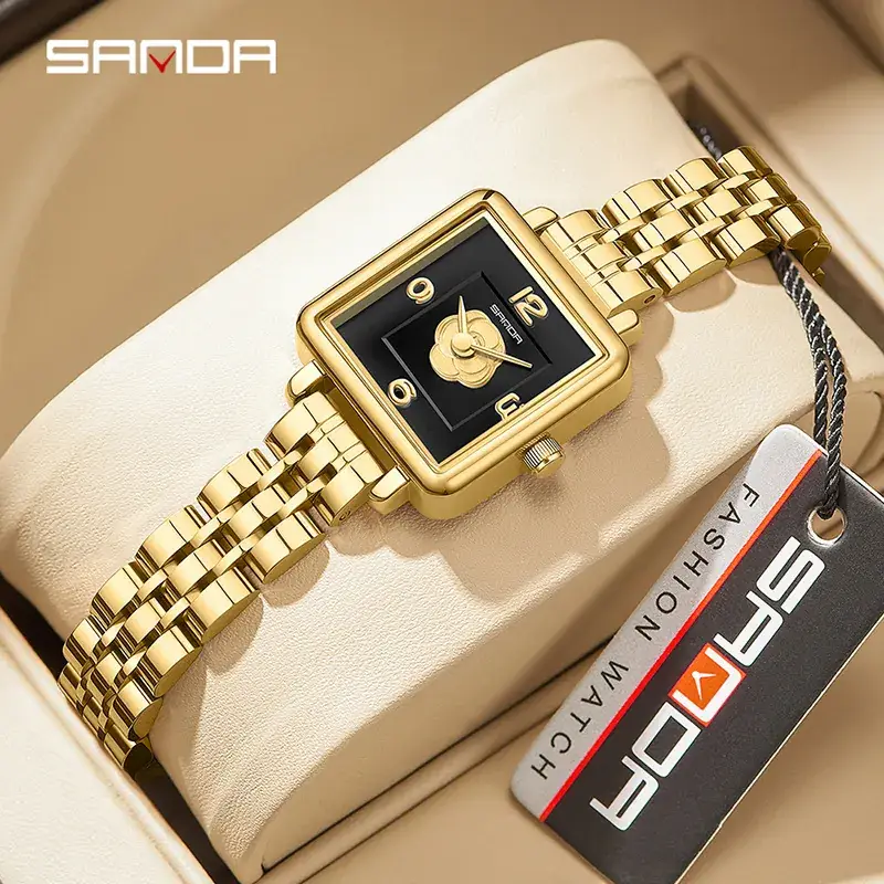 Sanda Square Watch Silver Quartz Women's Luxury Watch - Image 23