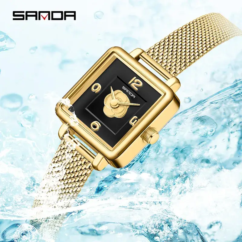 Sanda Square Watch Silver Quartz Women's Luxury Watch - Image 24