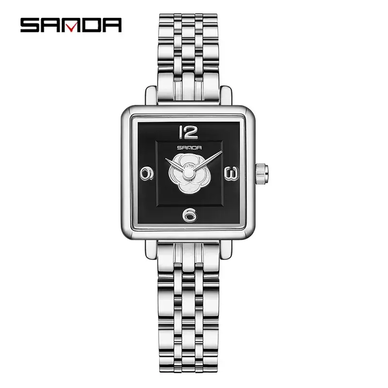 Sanda Square Watch Silver Quartz Women's Luxury Watch - Image 16
