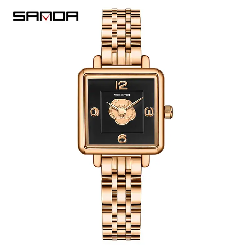 Sanda Square Watch Silver Quartz Women's Luxury Watch - Image 20