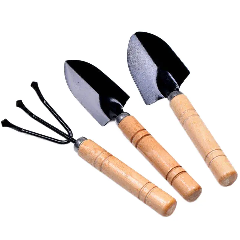 Wholesale garden planting flowers and succulent garden planting tools suit small shovel iron rake gardening three-piece set