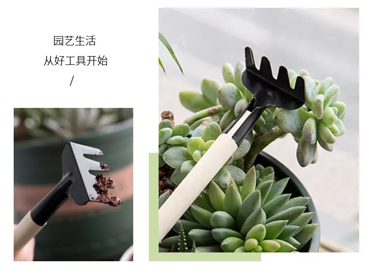 Wholesale garden planting flowers and succulent garden planting tools suit small shovel iron rake gardening three-piece set — feature 16