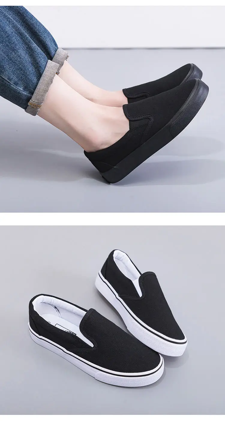 2025 Spring New All-Black Canvas Shoes for Women, Pure Black Flat Work Shoes, Casual Small Black Shoes, Trendy — feature 12