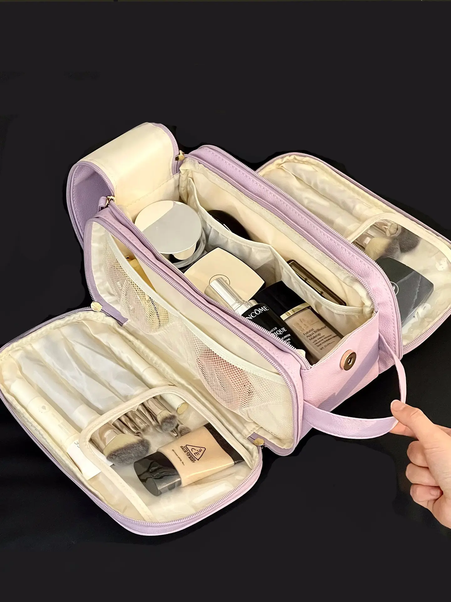 2025 Women's Large Cosmetic Bag Travel Portable Brush Storage