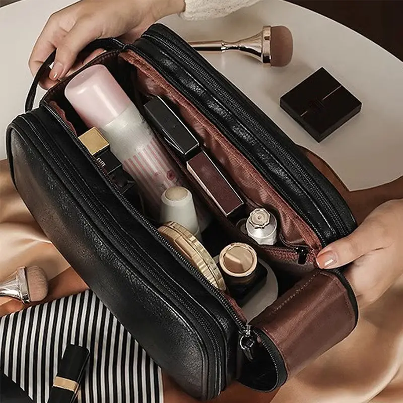 2025 Women's Large Cosmetic Bag Travel Portable Brush Storage