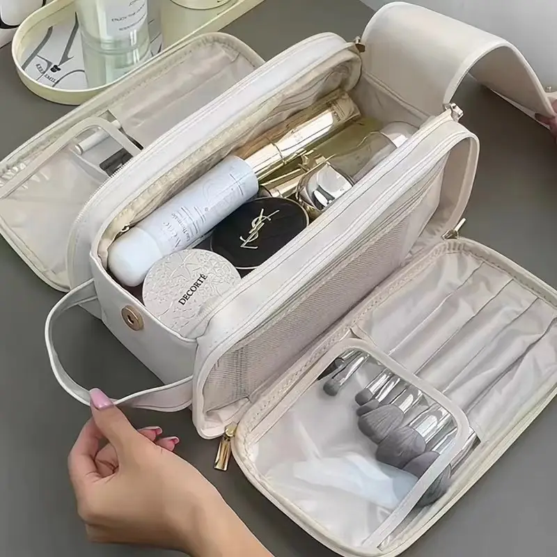 2025 Women's Large Cosmetic Bag Travel Portable Brush Storage