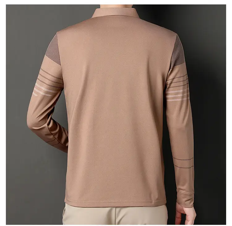 Men Maroon Striped Polo Shirt Long Sleeve 2024 — feature 12