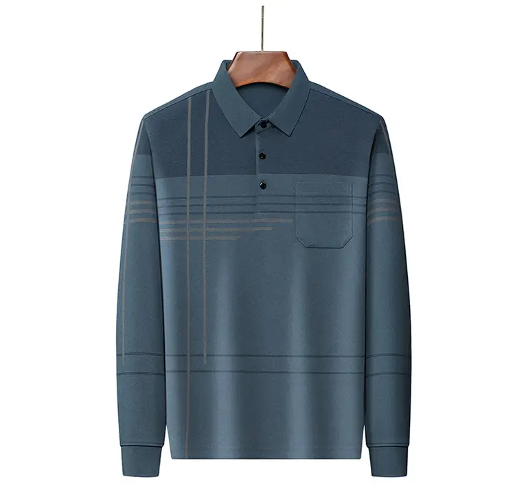 Men Maroon Striped Polo Shirt Long Sleeve 2024 — feature 17