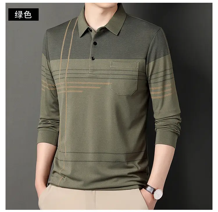 Men Maroon Striped Polo Shirt Long Sleeve 2024 — feature 22