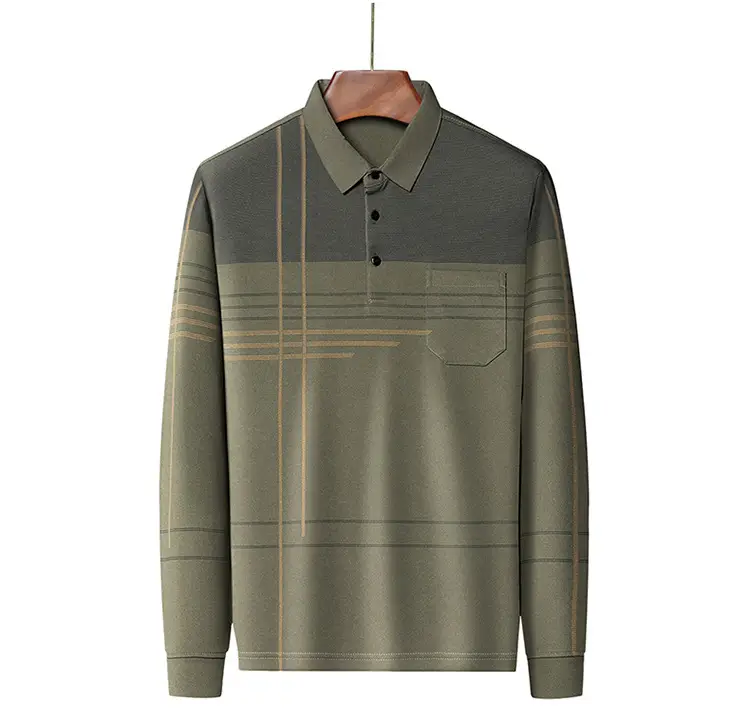 Men Maroon Striped Polo Shirt Long Sleeve 2024 — feature 25