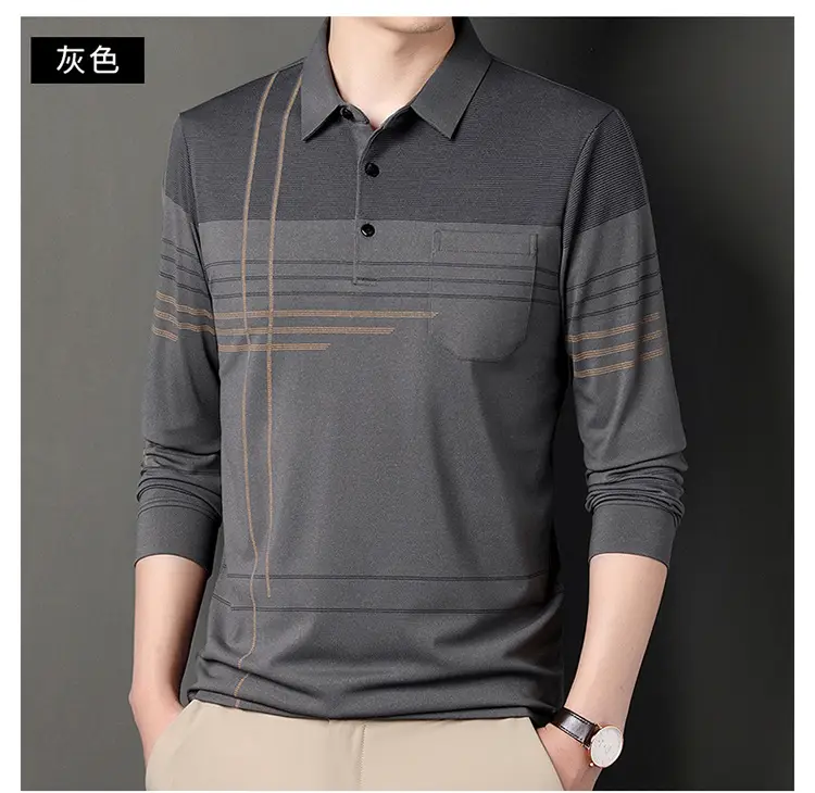 Men Maroon Striped Polo Shirt Long Sleeve 2024 — feature 27