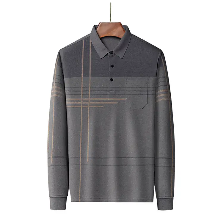 Men Maroon Striped Polo Shirt Long Sleeve 2024 — feature 30