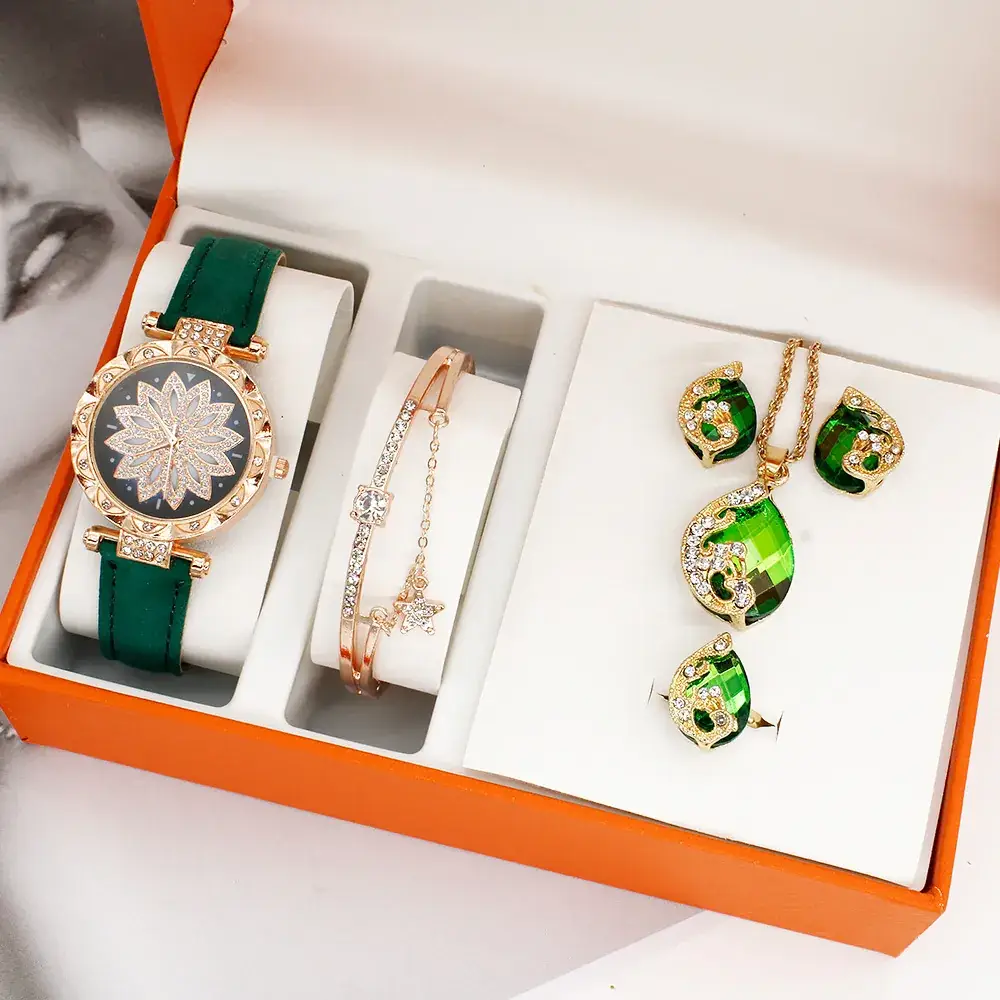 Women's Red Crystal Watch & Jewelry Set - Image 4