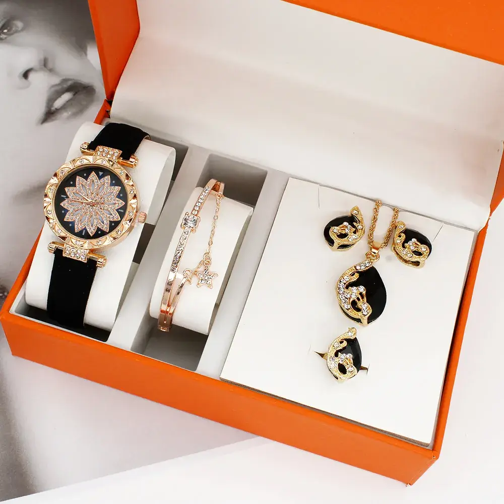 Women's Red Crystal Watch & Jewelry Set - Image 2