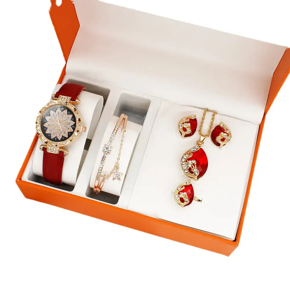 Women's Red Crystal Watch & Jewelry Set - Image 6