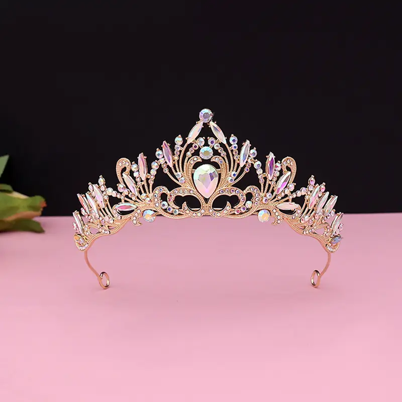 Baroque Crown Wedding Headdress with Purple Crystal - Image 23
