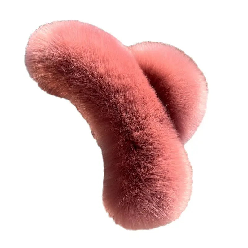 Women Furry Plush Hairpin Clip Blue