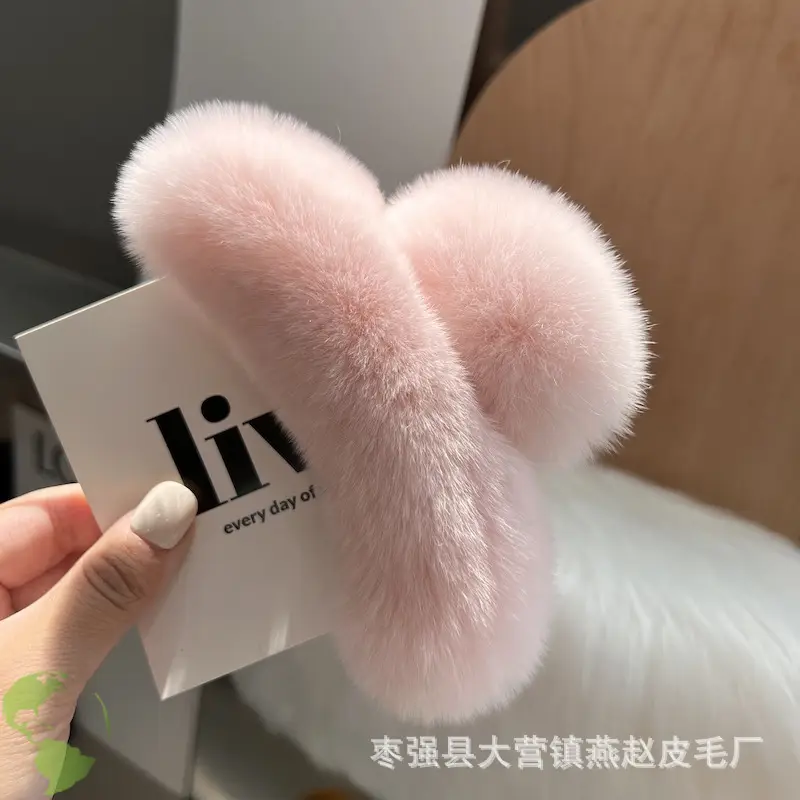 Women Furry Plush Hairpin Clip Blue — feature 12
