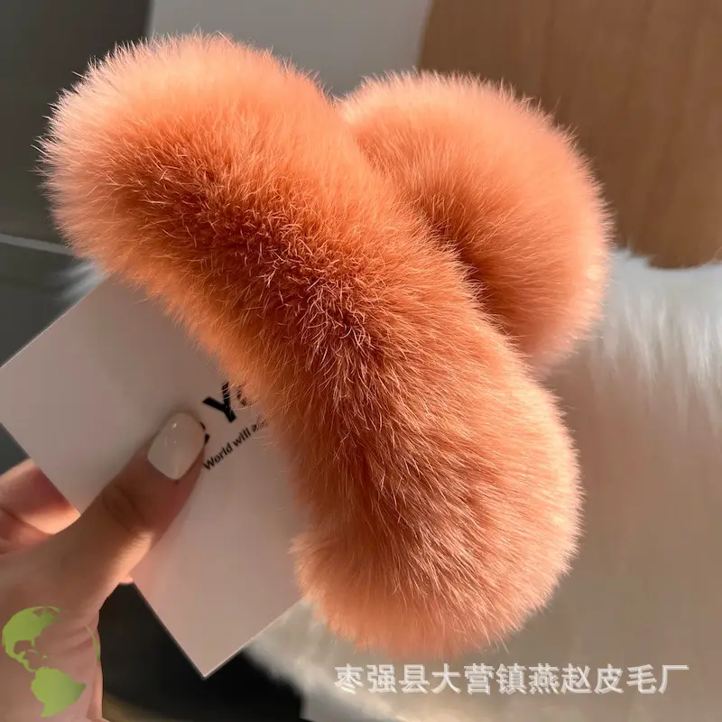 Women Furry Plush Hairpin Clip Blue — feature 13