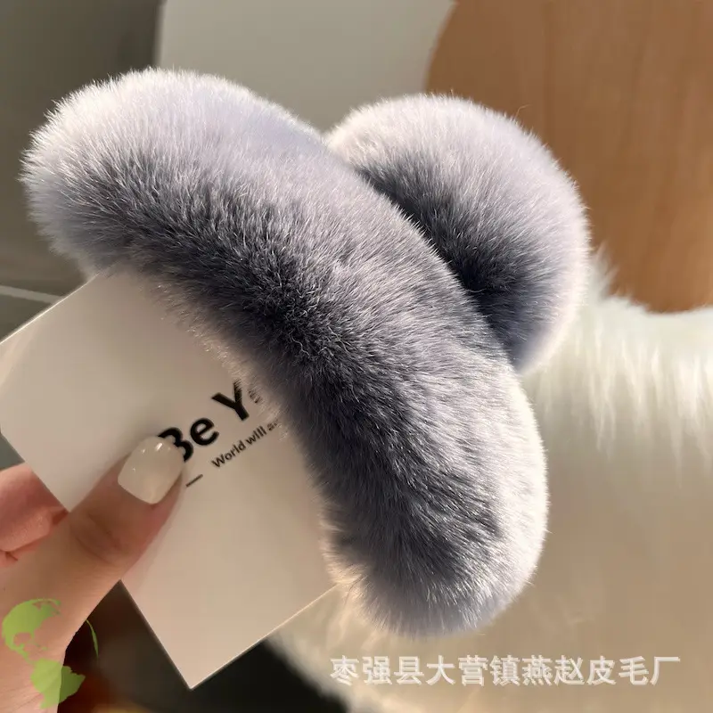 Women Furry Plush Hairpin Clip Blue — feature 17
