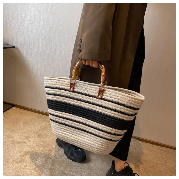 Korean Style Bamboo Woven Women's Tote Bag Large Capacity — feature 22
