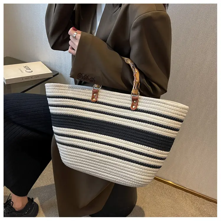 Korean Style Bamboo Woven Women's Tote Bag Large Capacity — feature 23