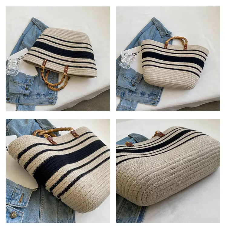 Korean Style Bamboo Woven Women's Tote Bag Large Capacity — feature 7