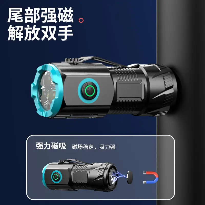 Three-Eye Flashlight Aluminum Magnetic Cap Clip - Image 4