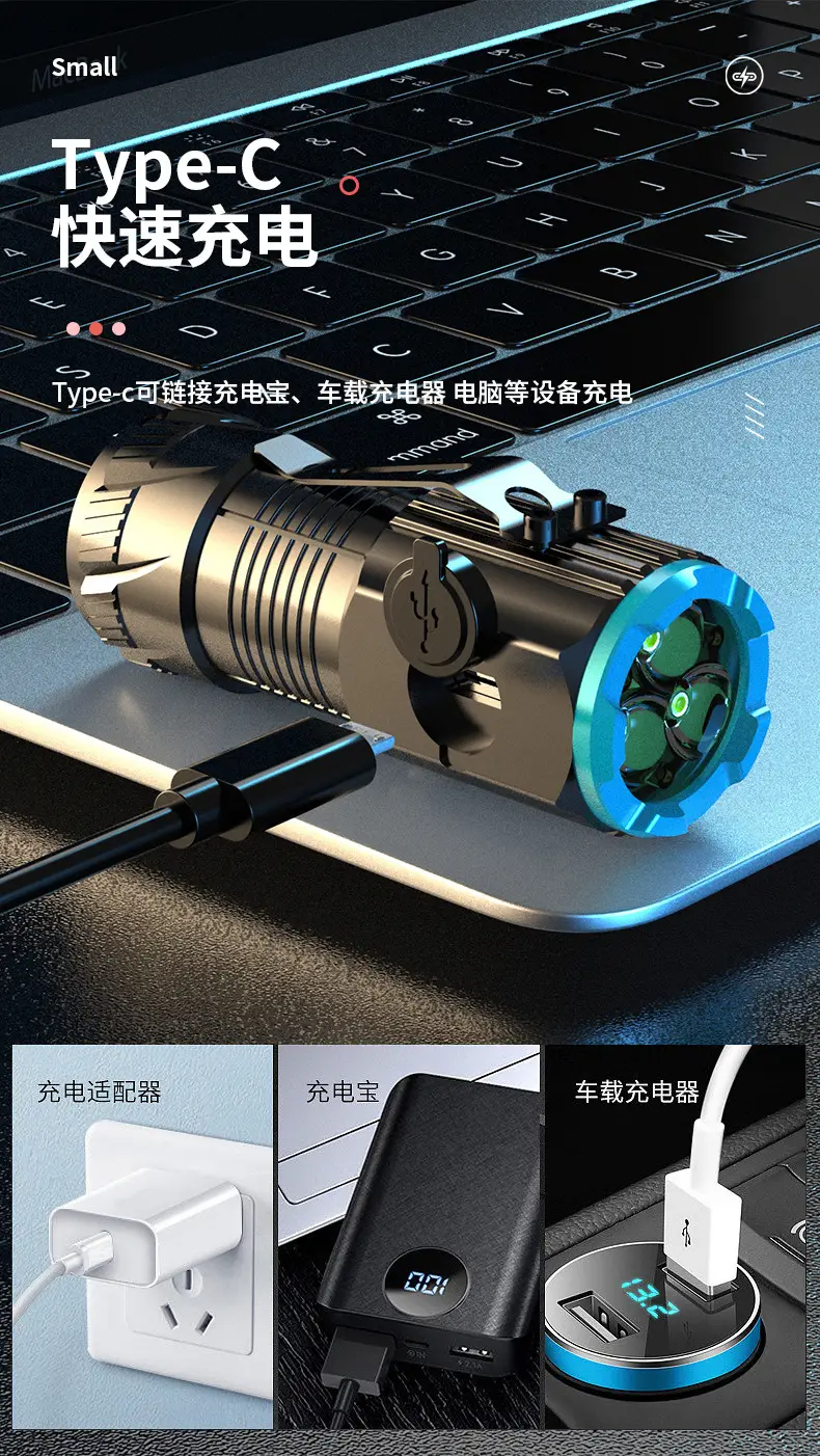 Three-Eye Flashlight Aluminum Magnetic Cap Clip β feature 10