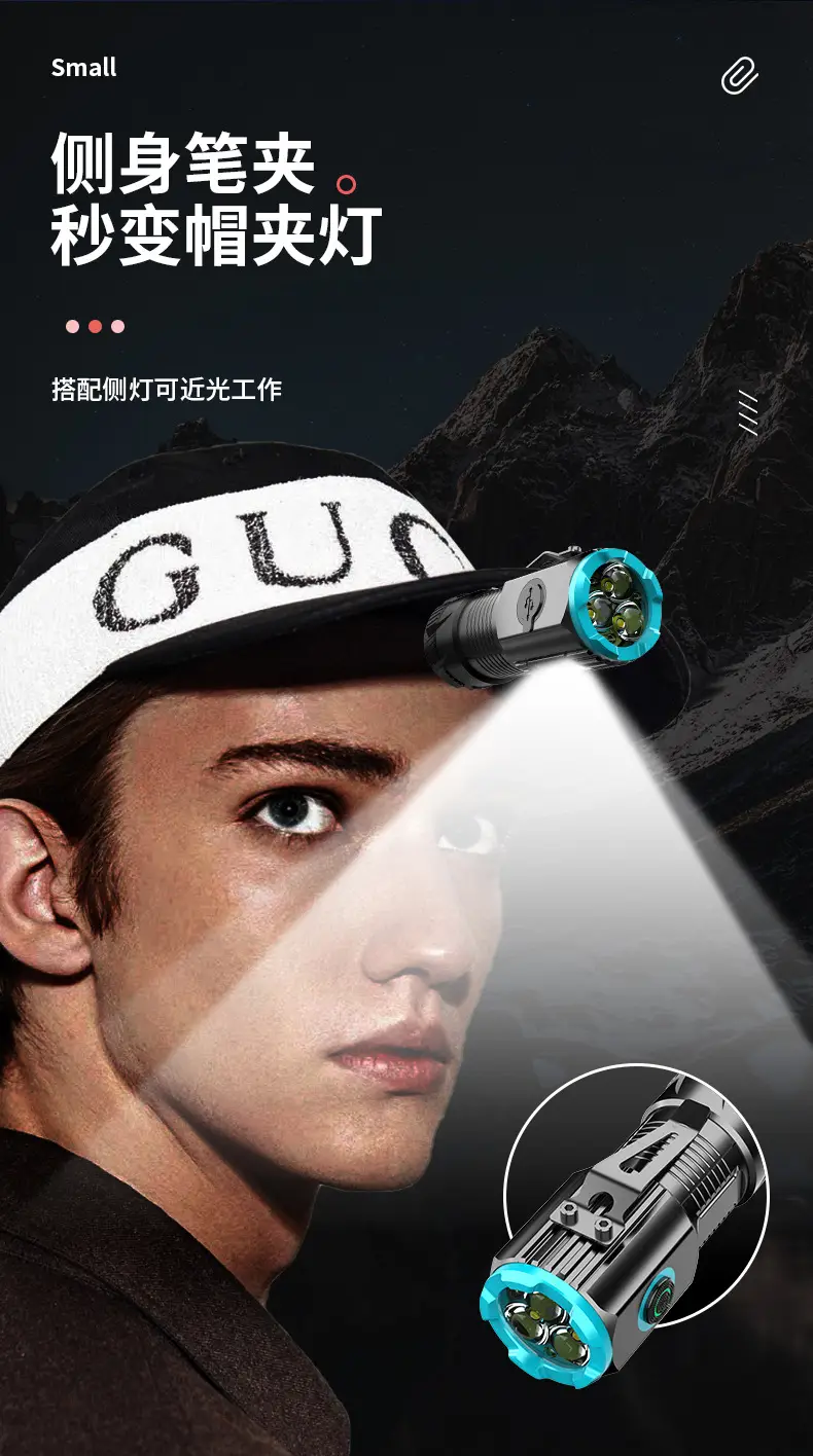 Three-Eye Flashlight Aluminum Magnetic Cap Clip β feature 8